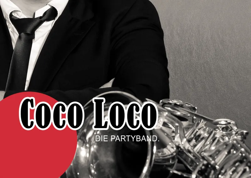Coco Loco Saxophonmotiv mit originalem Bandschriftzug
